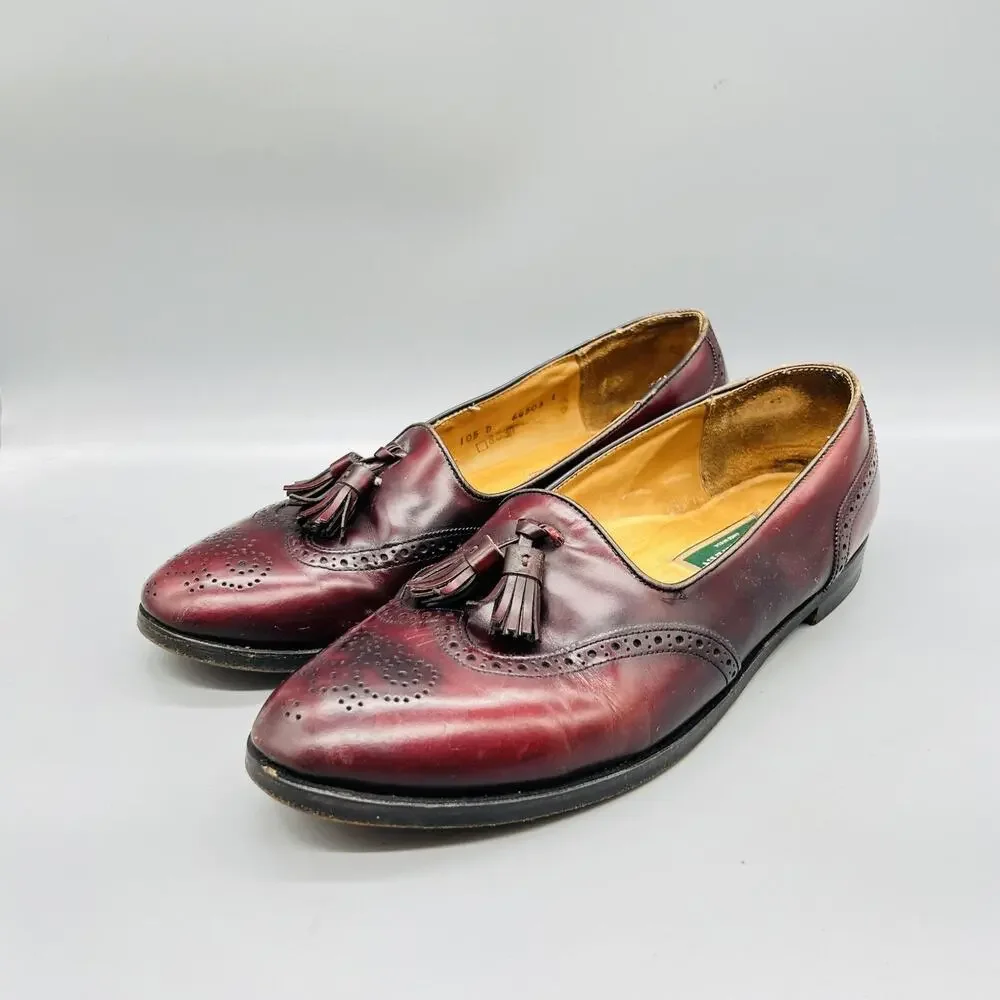 Cole Haan Shoes Mens 10.5 Brown Leather Tassel Loafers Vintage Dress Made USA